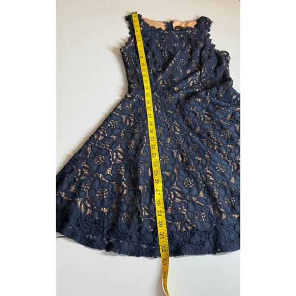 City Studio Fit & Flare Mini Dress Juniors 5 Blue Lace Sleeveless Coquette Party - Picture 6 of 10
